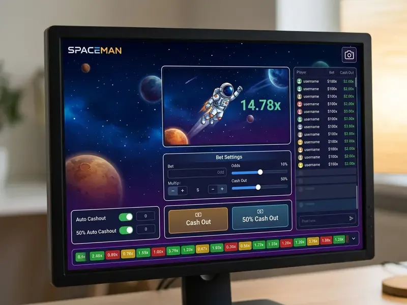 spaceman demo διεπαφή παιχνιδιού με κουμπιά cashout και auto cashout